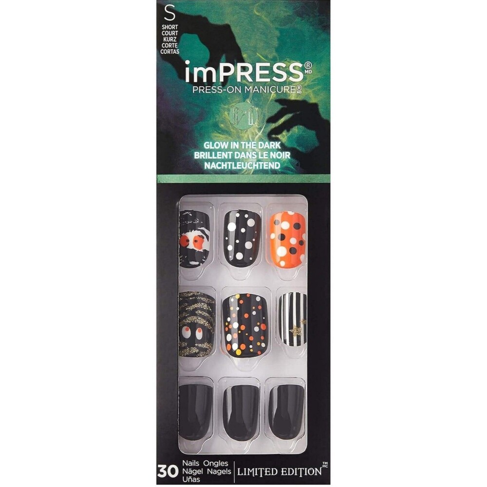 3x Kiss Halloween Special Design Nails Lot Glow Voguish Short Square Candy Corn - Picture 3 of 12